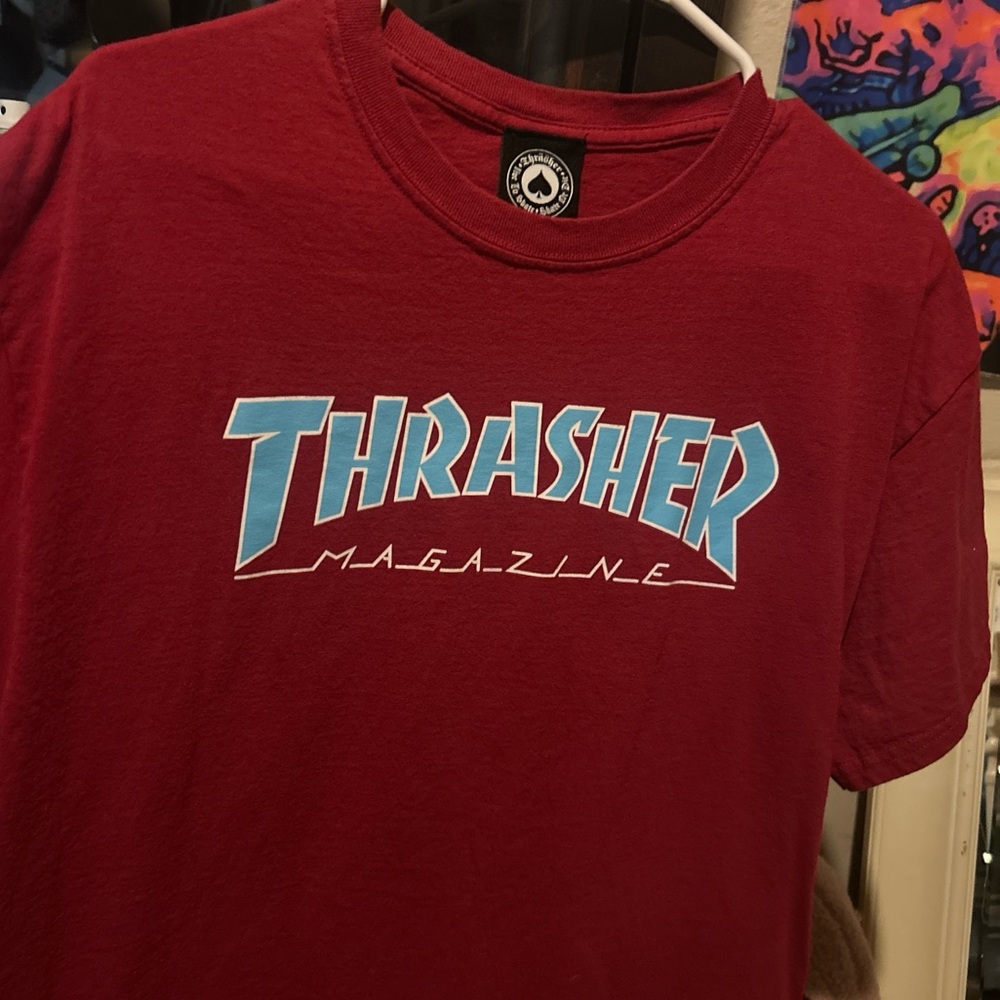 Thrasher Burgundy and Blue Logo Tee